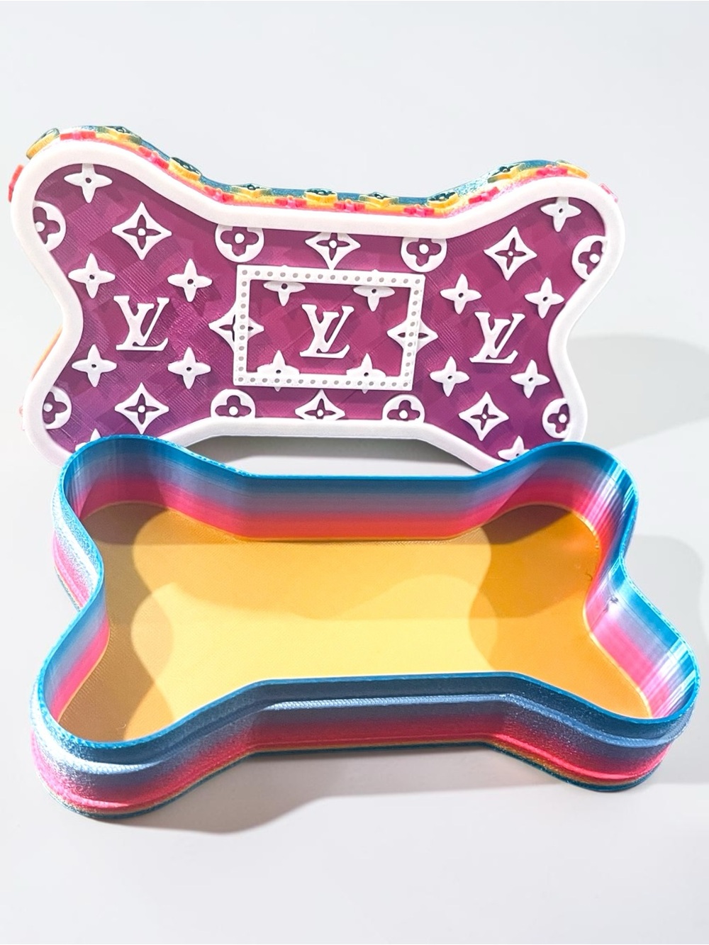 3d Custom LV Pink Monogram Gradient Bone Shaped Container